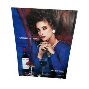 1986 Mouton-Cadet Wine Ad Sexy Woman in Blue – Tonight Be French Print Ad